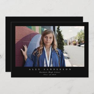 Black Simple Modern Single Photo Graduation Announcement