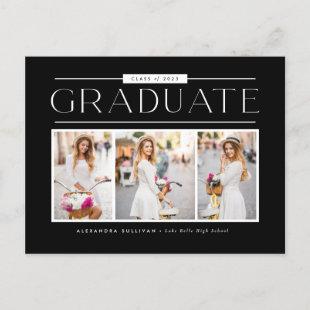 Black Simple Typography Photo Collage Graduation Postcard