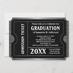 Black Striated Graduation Ticket Invitation