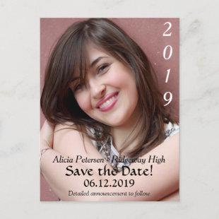 Black Text 2019 Save the Date Graduation Announcement Postcard