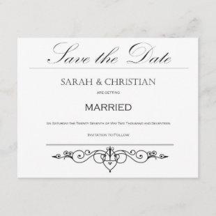 Black Tie - Elegant - Wedding - Save the Date