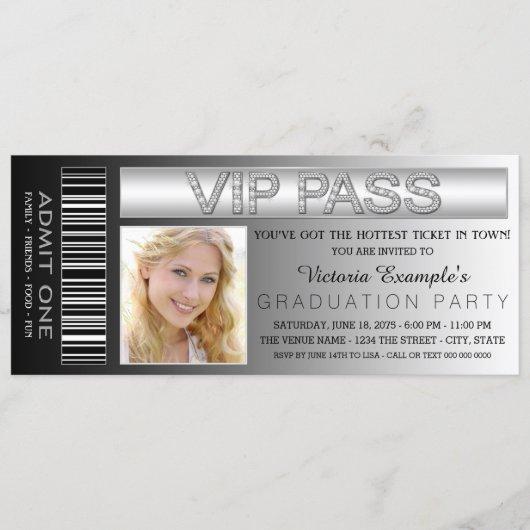 Black VIP Pass Admission Ticket Graduation Party Invitation