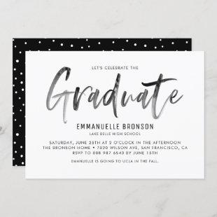 Black Watercolor Lettering Graduation Invitation I
