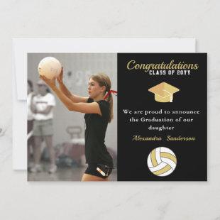 Black White and Golden Volleyball graduation  Announcement