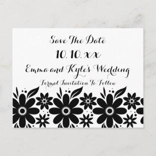 Black White Flower Save The Date or Invite