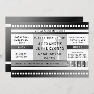 Black/White Graduation Party Admission Ticket Invitation