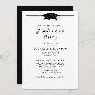 Black White Graduation Party Invitation -Customize