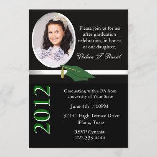 Black, White, & Green Graduation Party Invitation