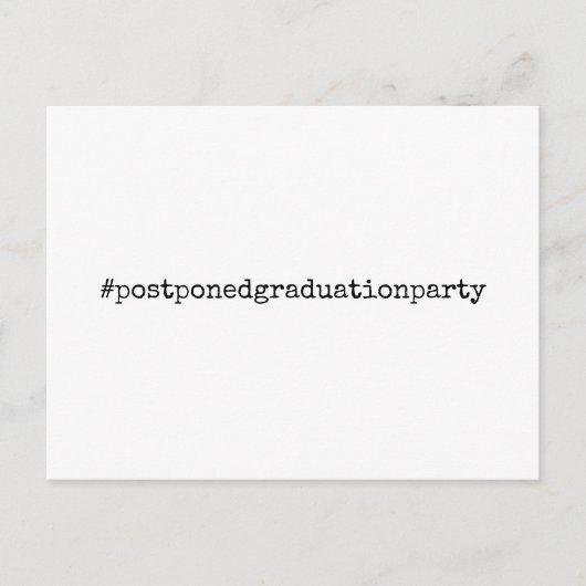 Black & White Hashtag Postponed Graduation Party Postcard