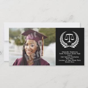 Black/White Laurel Law School Graduation Announcement