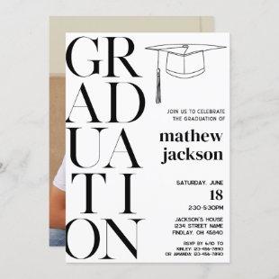 Black White Minimalist '24 Graduation Party Invitation