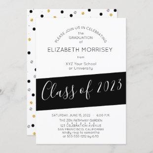 Black | White Modern Typography Graduation Party Invitation