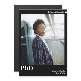 Black White Photo PhD Graduation Announcement