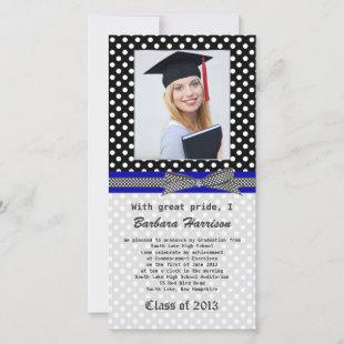 Black white polka dot Graduation Photo Card