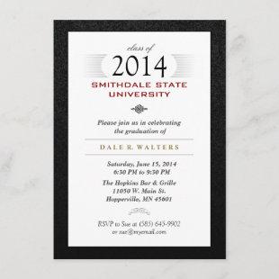 Black White & Red Formal Grad Invite