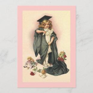 Blank Invitations Vintage Graduation Dolls & Roses