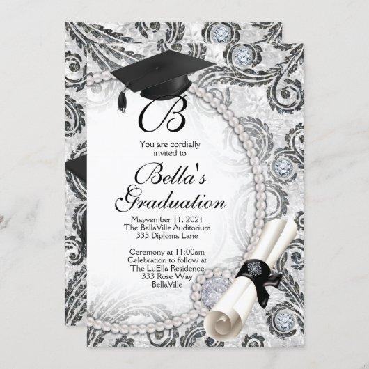 Bling Pearl Graduation Invitations