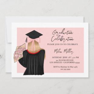 Blonde Hair Coquette Graduate Graduation Party Invitation