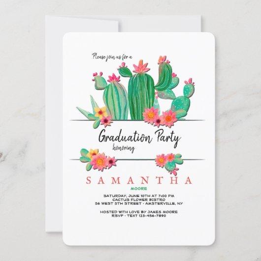 Blooming Cactus Graduation Party Invitation