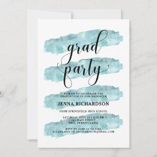 Blue Abstract Stripes | Graduation Party Invitation