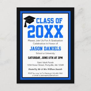 Blue and Black Class Year Graduation Invitation