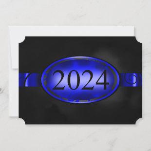Blue and Black Floral Button 2024 Card