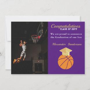 Blue and Gold Basketball graduation Announcement