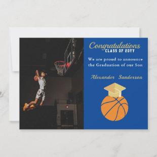 Blue and Gold Basketball graduation Announcement