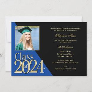 Blue and Gold Class of 2024 Multi Photo Invitation