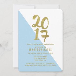 Blue and Gold Color Block | Graduation Party Invitation