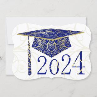 Blue and Gold Floral Cap 2024 Card