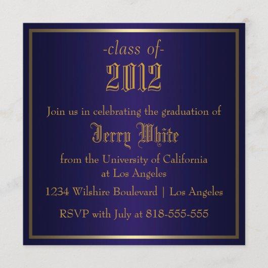 Blue and Gold Graduation Invitation