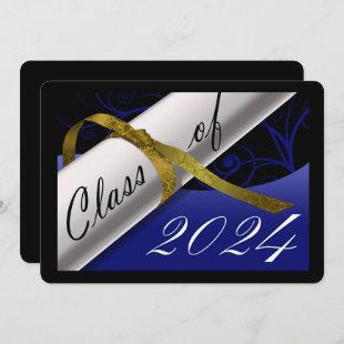 Blue and Gold Graduation Party Invitation