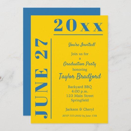 Blue and Gold Graduation Party Invitations