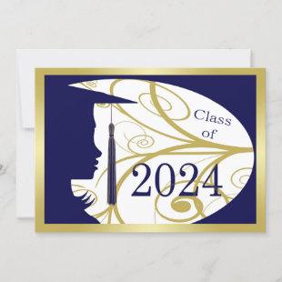 Blue and Gold Silhouette 2024 Card