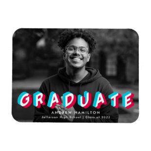 Blue and Pink | Anaglyph Graduation Photo Magnet