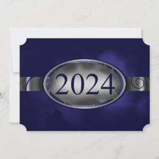 Blue and Silver Floral Button 2024 Card