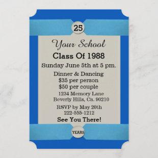 Blue And Silvery White Class Reunion Invitation