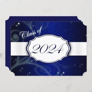Blue and White 2024 Graduation Party Invitation
