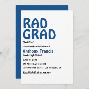 Blue and White Retro Virtual Graduate Party Invitation