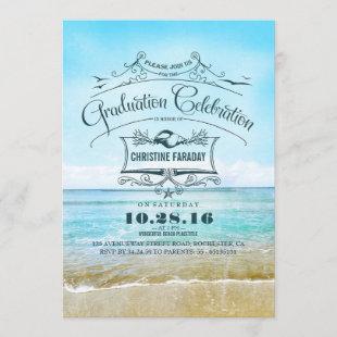 Blue Beach Graduation Celebration Invitation