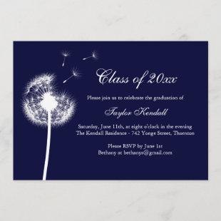 Blue Best Wishes Graduation Invitation