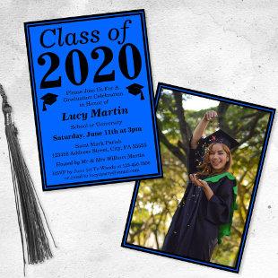 Blue Black Class of 2024 Graduation Photo Invitation