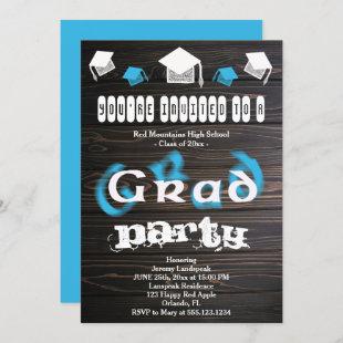 Blue Blurry Text for Graduation House Party Invitation
