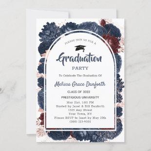 Blue Botanical Class of 2022 Graduation Party Invitation