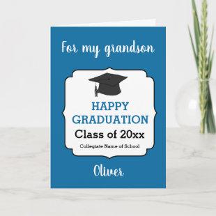Blue Class of 2022 Graduation Grandson Card