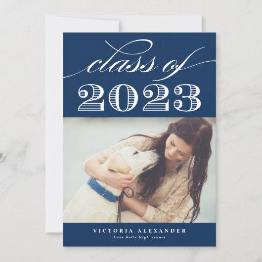 Blue Class of 2023 Classic Typography Graduation Invitation