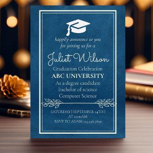 Blue college university graduation commencement invitation