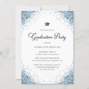 Blue Confetti Photo Graduation Party Invitation