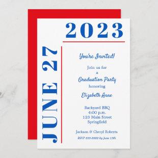 Blue & Crimson Graduation Party Invitation